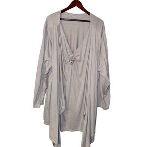 Woman Within Cardigan Womens 4X 32 34 Gray Sequin Breathable Stretch Shirt